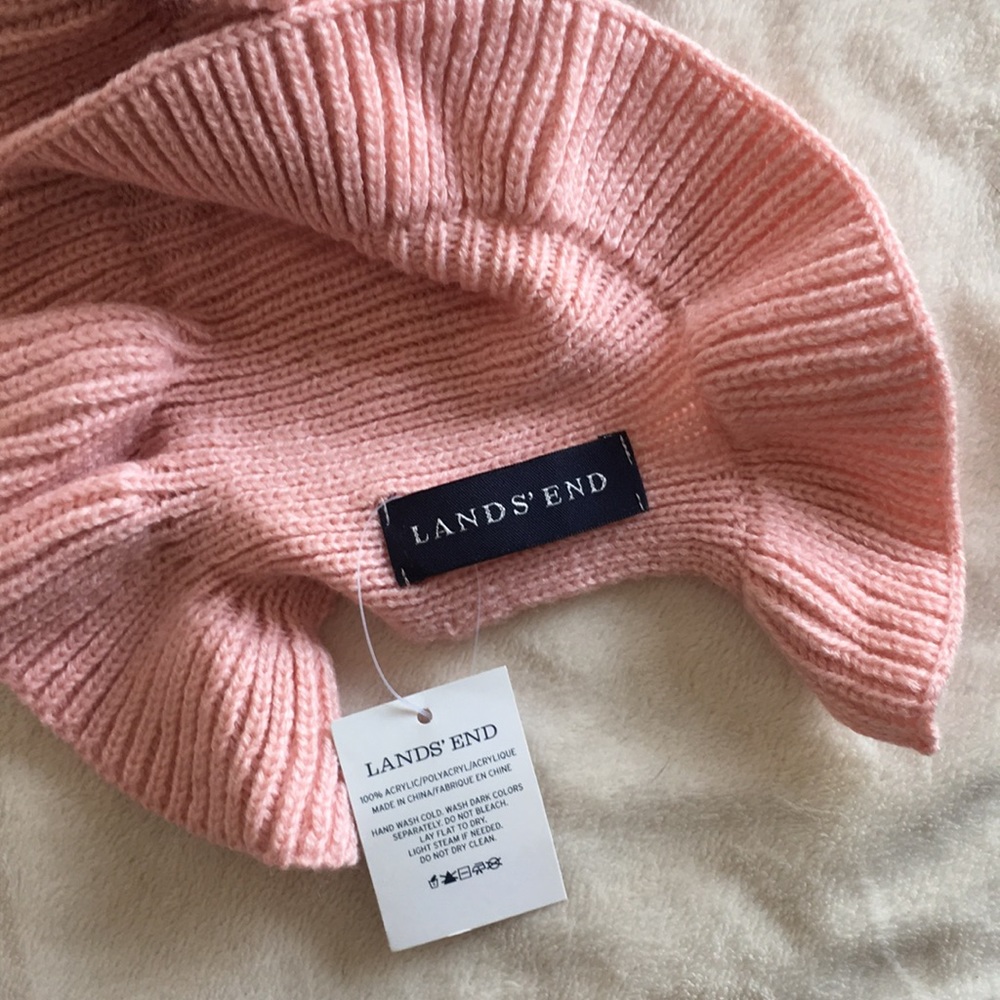 Land's End cherry pink ruffle scarf hat globes - Picture 8 of 8
